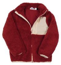 Rubínová huňatá podšitá prepínaci mikina s vreckom Lupilu