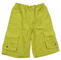 Žlto-čierne kockované plážové kraťasy s vreckami Chapter young