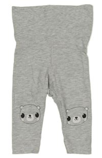 Sivé zamatové ľahké tepláky s medveďmi H&M