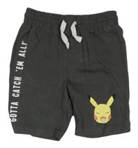 Tmavosivé kraťasy s Pikachu