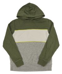 Zeleno-bielo-sivá mikina s kapucňou H&M
