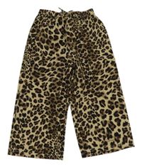Hnedo-čierne leopardí ľahké široké nohavice shein