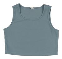 Šedomodrý rebrovaný crop top shein