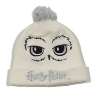 Smetanová pletená čepice s očima a bambulí - Harry Potter 