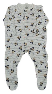 Bielo-modrý pruhovaný overal s Mickeym Primark