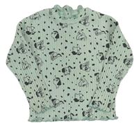 Svetlozelené vzorované rebrované tričko s dalmatiny George