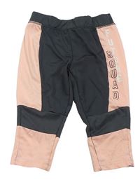 Antracitovo-růžové crop sportovní legíny s nápisem Ergeenomixx