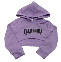 Lila crop mikina s nápisom a kapucňou Shein