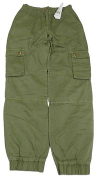 Zelené plátenné cargo cuff nohavice F&F