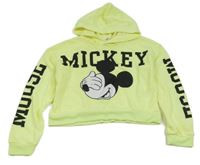 Neónově žltá crop mikina s Mickeym a kapucňou H&M