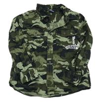 Khaki-černá army košile s diny a nápisy Dopodopo