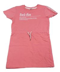 Ružové teplákové šaty s nápisom Y.F.K.