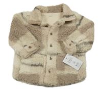 Nové - Béžovo-smotanová kockovaná huňatá podšitá košeľová bunda George