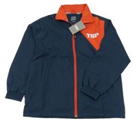 Nové - Tmavomodro-červená šusťáková sportovní bunda s nápisem 