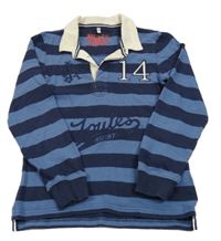 Tmavomodro-modré pruhované polo triko s číslem a nápisy Joules