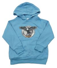 Svetlomodrá mikina s orelom a kapucňou