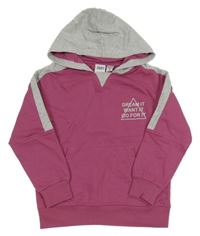 Ružovo-sivá mikina s nápisom a kapucňou Lily & Dan