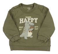 Khaki mikina s dinem a nápismi C&A