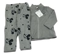 Nové - Šedá fleecová propínací mikina s Mickeym + tepláky F&F