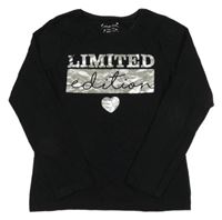 Čierne tričko s nápisom a srdiečkom Primark