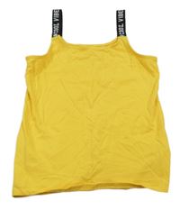 Hořčicovo-čierny crop top s nápismi C&A