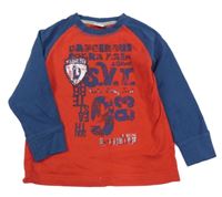 Červeno-tmavomodré tričko s nápismi S. Oliver