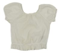 Biele rebrované crop tričko H&M