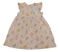 Nové - Svetloružové kvetované šaty H&M