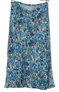Dámska modro-ružovo-biela vzorovaná midi sukňa M&S