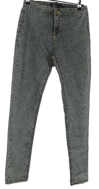 Dámské šedé skinny elastické rifle 