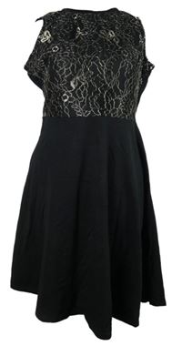 Dámske čierno-zlaté šaty s krajkovým živůtkem Dorothy Perkins