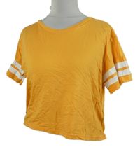 Dámske oranžové crop tričko s pruhmi H&M