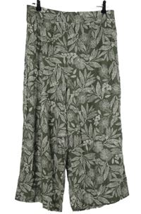 Dámske kaki-biele vzorované culottes nohavice Apricot