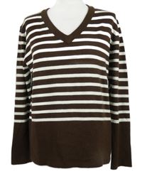 Dámsky hnedo-biely pruhovaný sveter Diva vel. 54