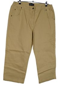 Dámské béžové capri rifle s výšivkou Denim&Co