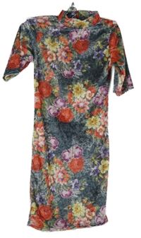 Dámské barevné kytičkované sametové šaty Boohoo 