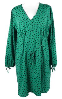 Dámské zelené kytičkované šaty s provázkem v pase New Look 