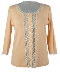 Dámské oranžové žebrované triko s krajkou Biba 