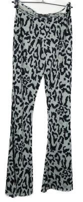 Dámske čierno-biele vzorované zvonové elastické nohavice Boohoo