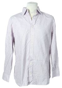 Pánska bielo-ružová kockovaná slim fit košeľa Charles Tyrwhitt vel. 16,5