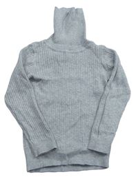 Sivý rebrovaný sveter s rolákom Next