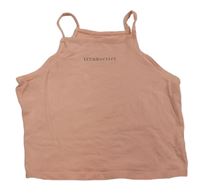 Svetloružový crop top s nápisom
