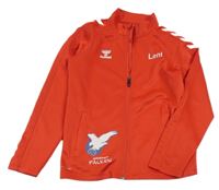 Červená športová prepínaci mikina s potlačou Hummel