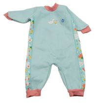 Světlemodro-růžový neopren s husičkou 