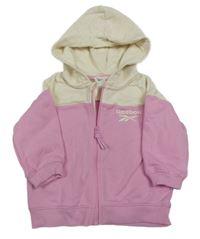 Bielo-ružová prepínaci mikina s logom a kapucňou Reebok