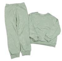 2set- světlemodrá crop mikina s králíčky+ tepláky H&M