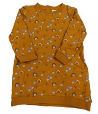 Medové teplákové šaty s duhami a srdíčky Topomini