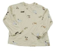 Světlebéžové triko s pejsky H&M