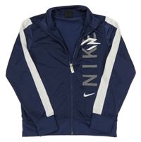 Tmavomodro-bílá sportovní propínací mikina s logem Nike