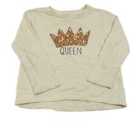 Béžová mikina s korunkou z flitrů OVS